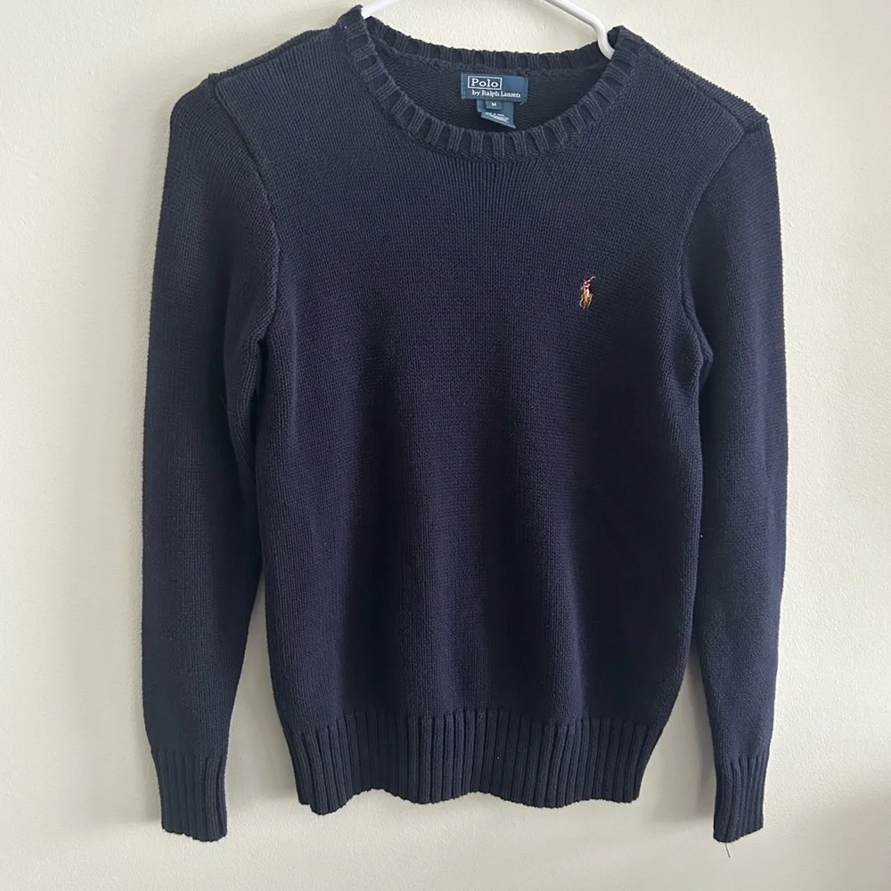 Polo Ralph Lauren Boys’ Navy Blue Cotton Crewneck Sweater